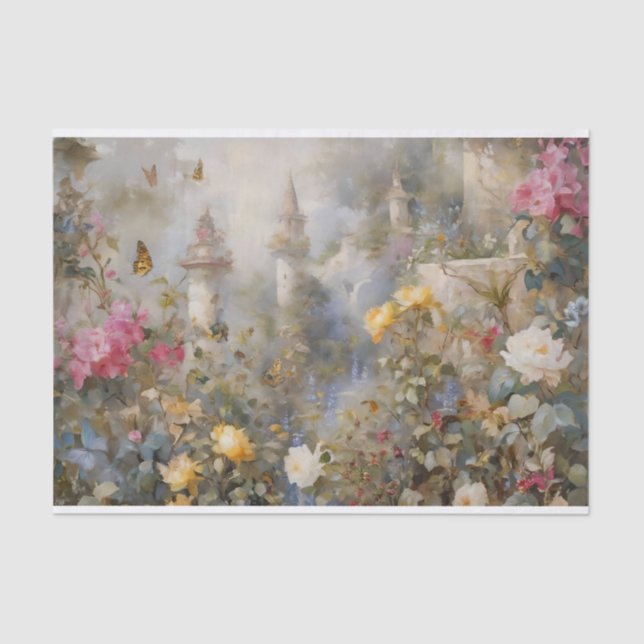 Enchanted Flower Garden Decoupage Tissue Paper (Front)