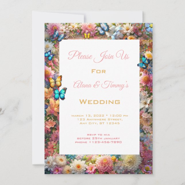 Enchanted Flowery Wedding Invitation (Front)