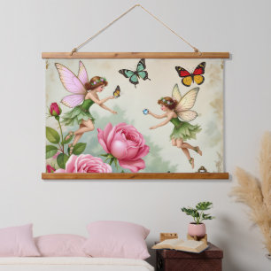 Enchanted Flroral Fairies Garden Hanging Tapestry