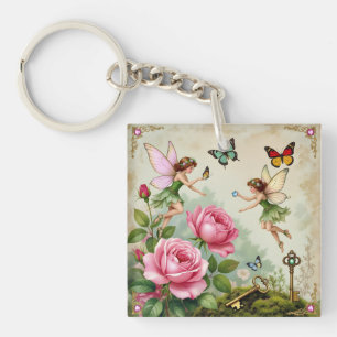 Enchanted Flroral Fairies Garden Key Ring