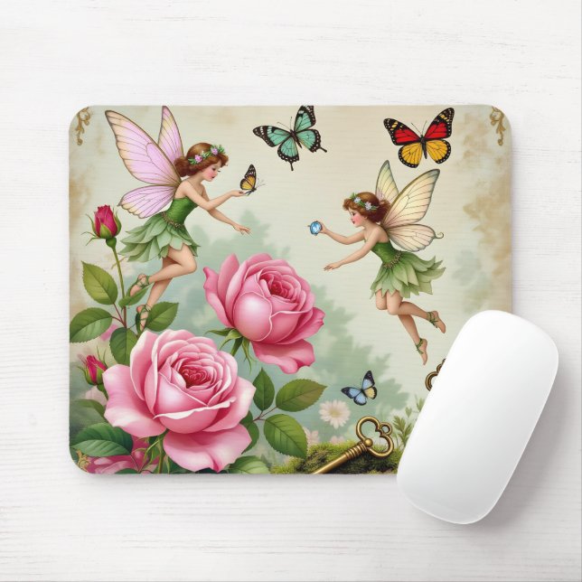 Enchanted Flroral Fairies Garden Mouse Mat (With Mouse)