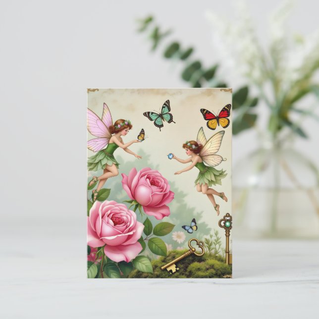 Enchanted Flroral Fairies Garden Postcard (Standing Front)