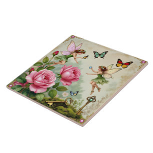 Enchanted Flroral Fairies Garden Tile