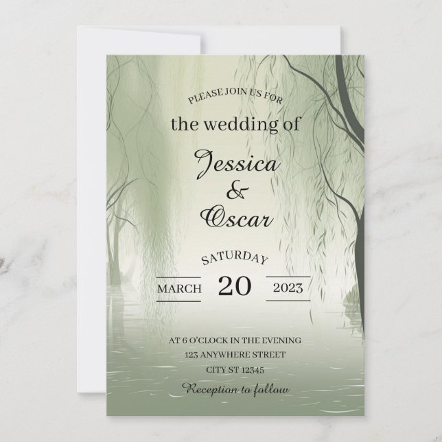 Enchanted Foliage Elegance Spring Inspired Wedding Invitation (Front)