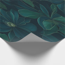 Enchanted Foliage: Green Leaves on Dark Blue