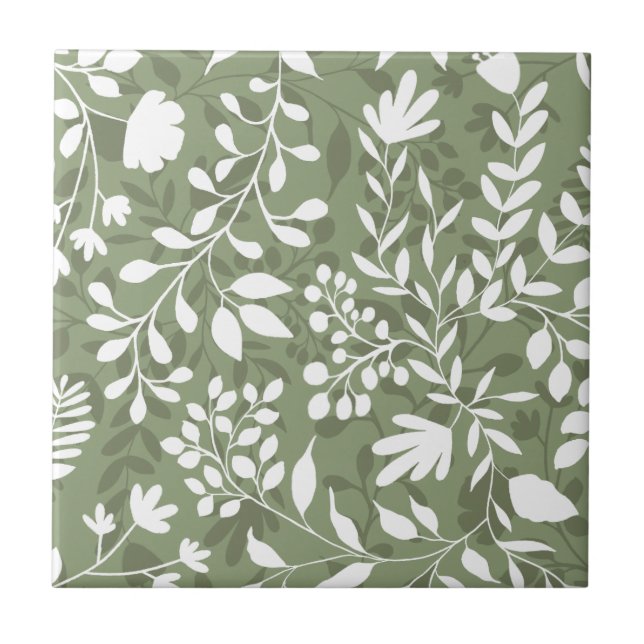 Enchanted Foliage Pretty Floral Garden HD Pattern Tile (Front)