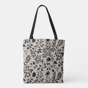 Enchanted Foliage Pretty Floral Garden Pattern Tote Bag