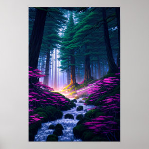 Enchanted Forest, a Pink Flower Paradise Poster