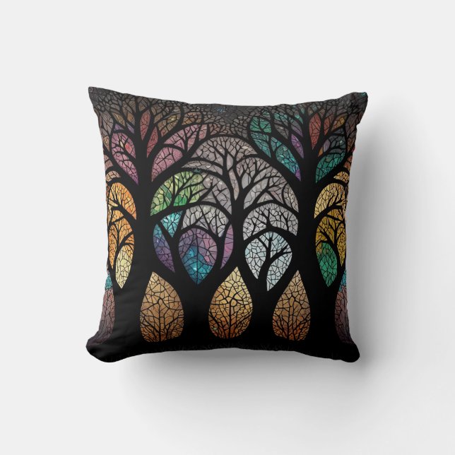 Enchanted Forest: A Stained Glass Masterpiece Cushion (Front)
