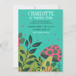 Enchanted Forest and Mushrooms Fairytale Garden Invitation