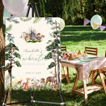 Enchanted Forest Animals Cream Birthday Welcome