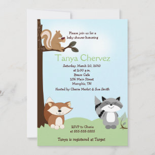 Enchanted Forest Animals Woodland Baby Shower 5x7 Invitation