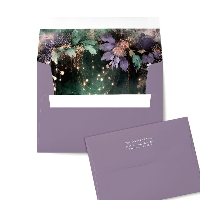Enchanted Forest Arch Chic Lavender Quinceanera Envelope (lavender enchanted forest custom envelope birthday quinceanera baby bridal shower)