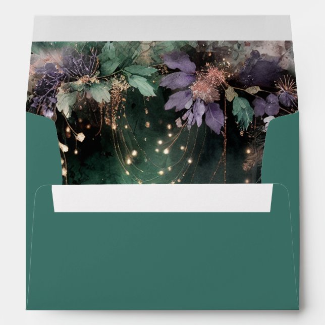 Enchanted Forest Arch Emerald Green Quinceanera Envelope (Back (Bottom))