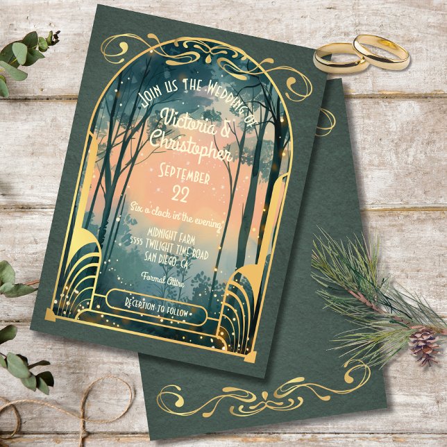 Enchanted Forest Art Nouveau Wedding Invitation (Creator Uploaded)