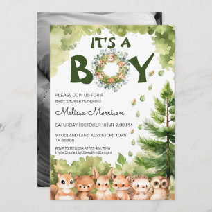Enchanted Forest Baby Boy Shower Invitation