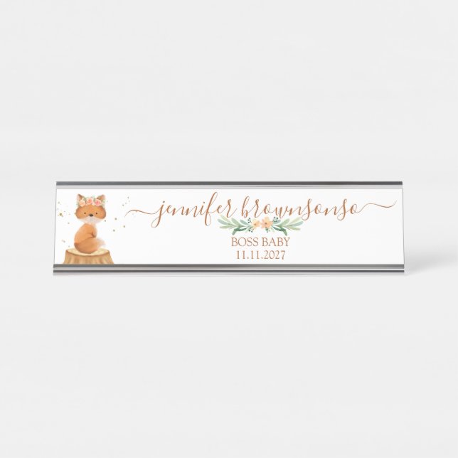 Enchanted Forest Baby Shower Desk Name Plate (Front)