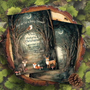Enchanted Forest Baby Shower Twinkle Lights Invitation