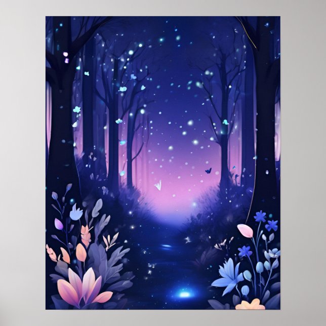 Enchanted Forest BLUE PURPLE THEME Poster (Front)