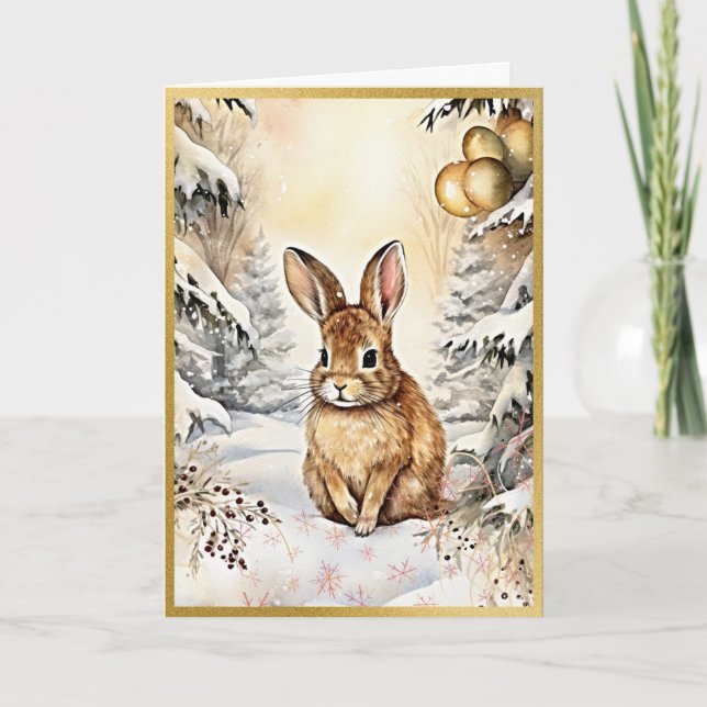 Enchanted Forest Bunny Greetings Card (Front)