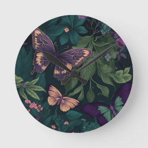 Enchanted Forest Butterflies Botanical Clock