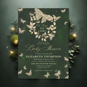 Enchanted Forest Butterflies Foliage Baby Shower Invitation