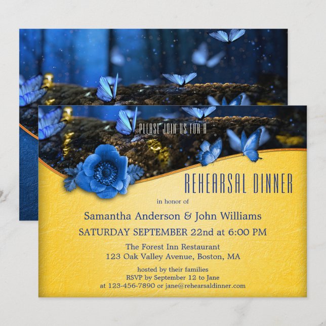 Enchanted Forest Butterfly Rehearsal Dinner Invitation (Front/Back)