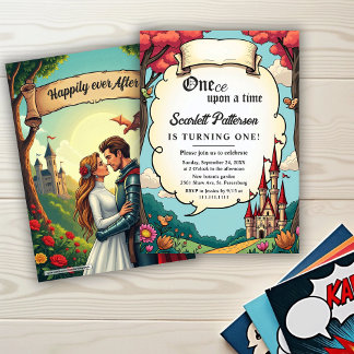 Enchanted Forest Castle Fairytale 1st Birthday Invitation