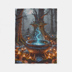 Enchanted Forest Cauldron Under the Moonlight Fleece Blanket