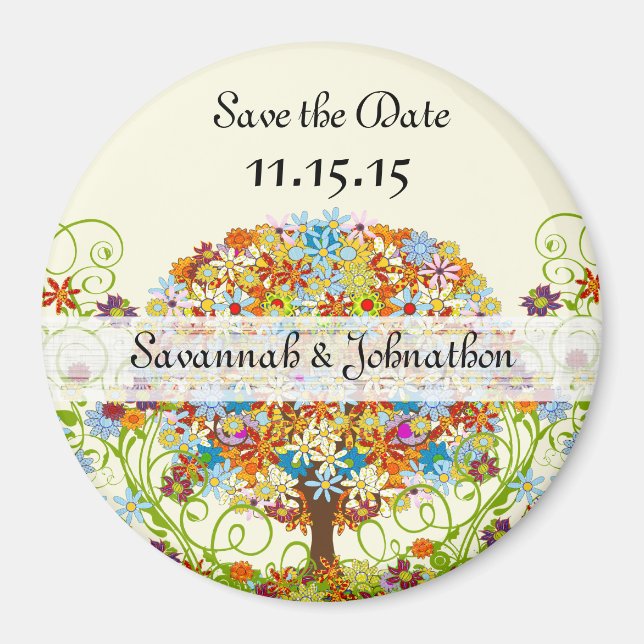 Enchanted Forest Circle of Love Wedding Tree Magnet (Front)