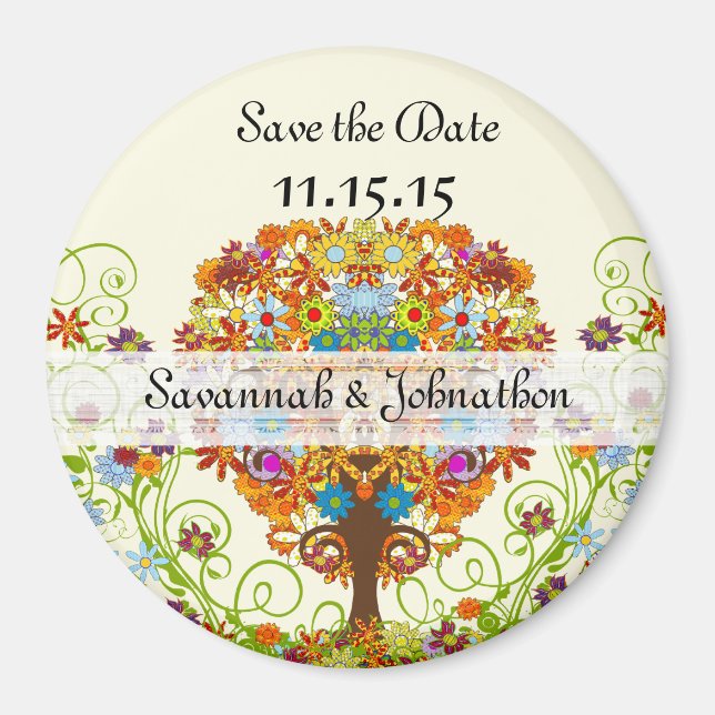 Enchanted Forest Circle of Love Wedding Tree Magnet (Front)