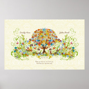 Enchanted Forest Circle of Love Wedding Tree Poster