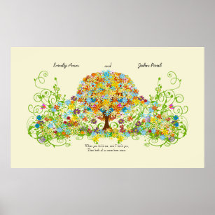 Enchanted Forest Circle of Love Wedding Tree Poster