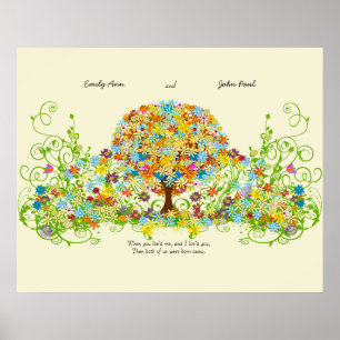 Enchanted Forest Circle of Love Wedding Tree Poster