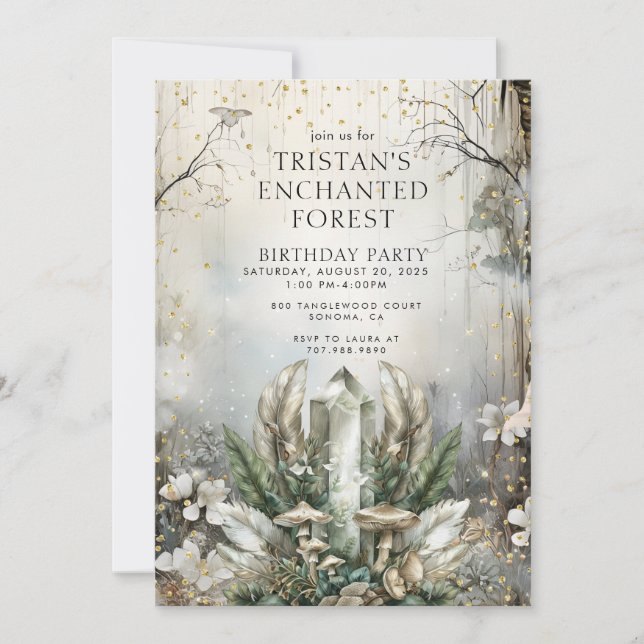 Enchanted Forest Crystal Kid's Birthday Party Invitation (Front)