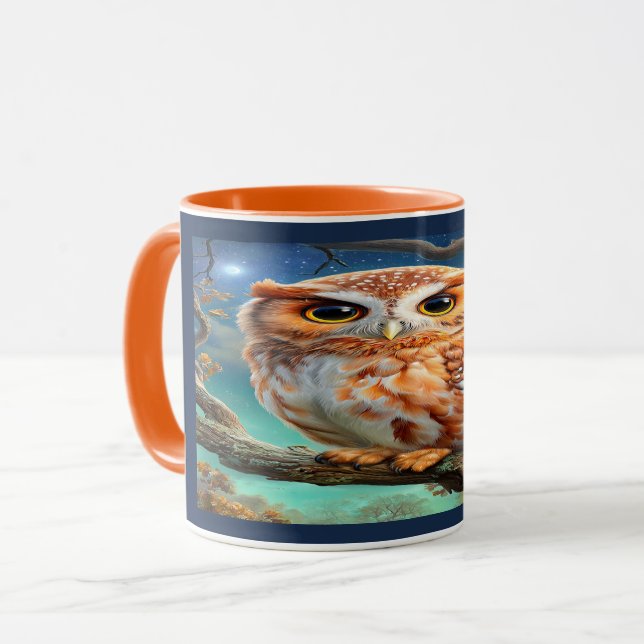 Enchanted Forest Cute Night Owl Coffee Mug (Front Left)