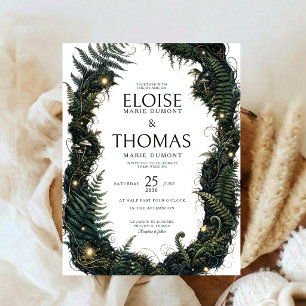 Enchanted Forest Dark Botanical Wedding Mushrooms Invitation