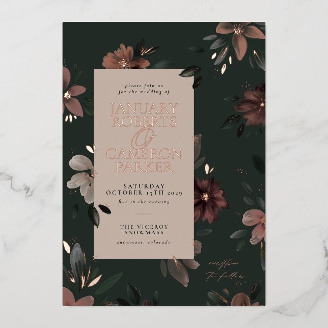 Enchanted Forest Dark Green Floral Wedding (Front)