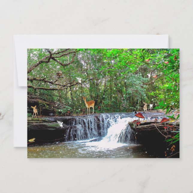  Enchanted Forest Deer Frog Owl Fairies  Invitatio Invitation (Front)