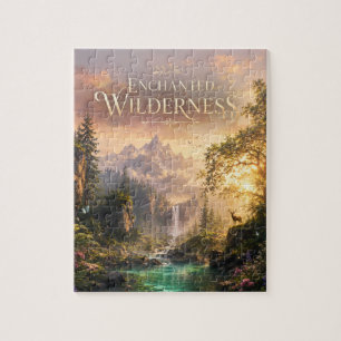 Enchanted Forest Deer Waterfall Fantasy Jigsaw Puzzle