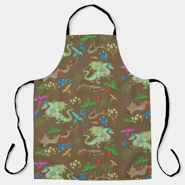 Enchanted Forest Dragon Pattern Apron (Front)