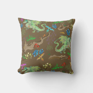 Enchanted Forest Dragon Pattern Cushion