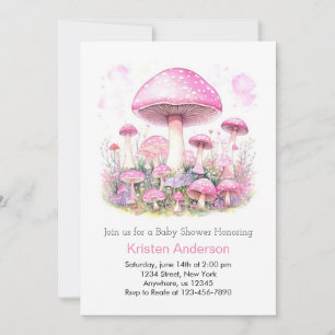 Enchanted Forest Dreamy Pink Girl Baby Shower Invitation