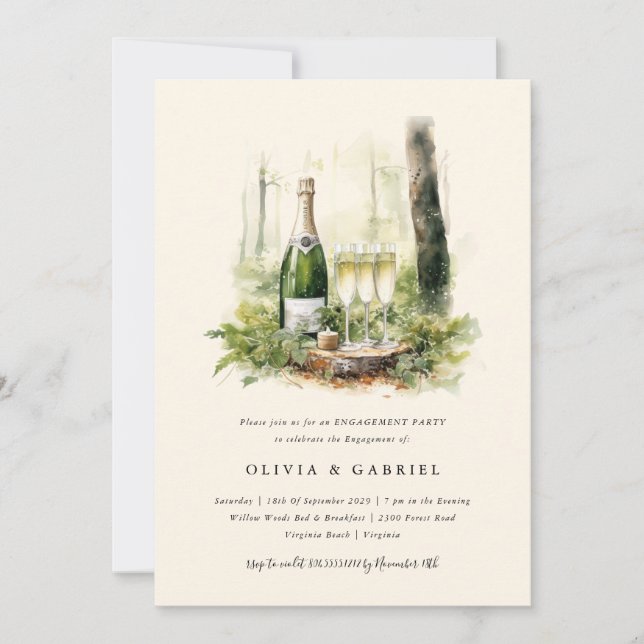 Enchanted Forest Elegant Engagement Party  Invitation (Front)