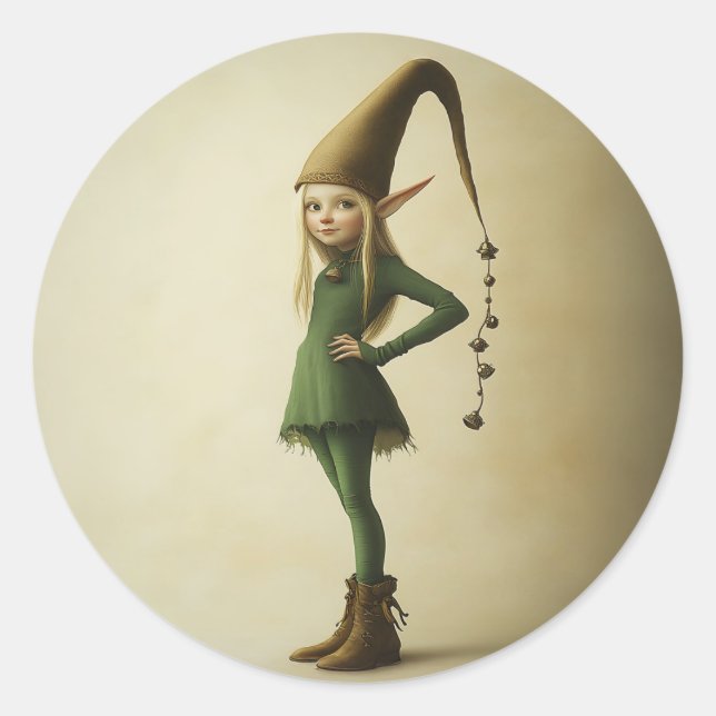 Enchanted Forest Elf Classic Round Sticker (Front)