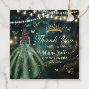 Enchanted Forest Emerald Green Dress Quinceañera Favour Tags