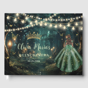 Enchanted Forest Emerald Green Dress Quinceanera Guest Book