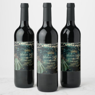 Enchanted Forest Emerald Green Dress Quinceañera Wine Label