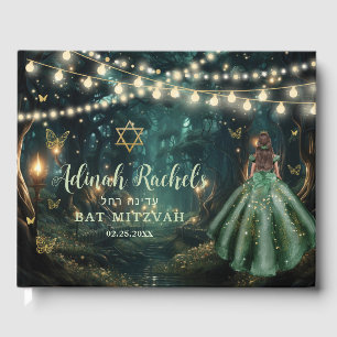 Enchanted Forest Emerald Green Star Bat Mitzvah Guest Book