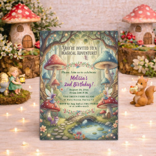 Enchanted Forest Fairies 2nd Birthday Party Invitation
